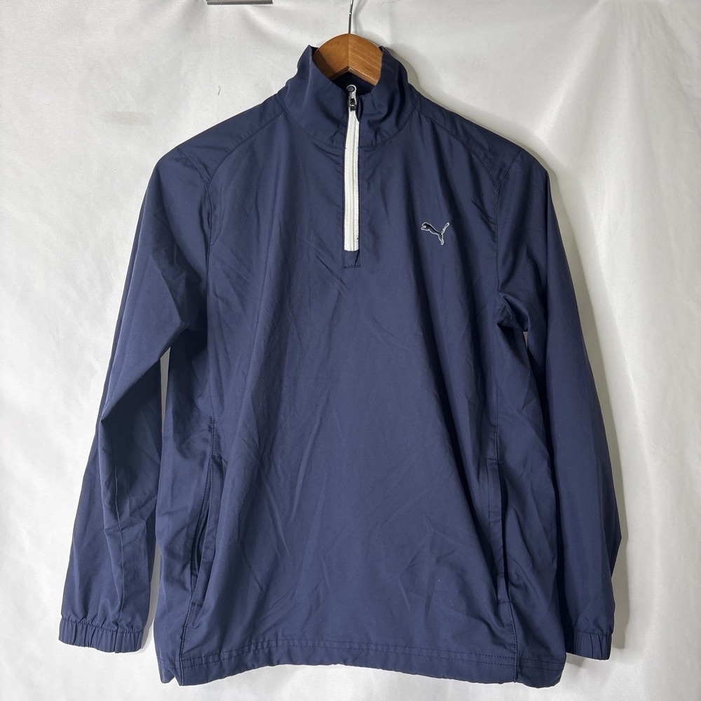 Puma Golf Junior Youth Large Half Zip Jacket Navy Blue Windbreaker Gorpcore